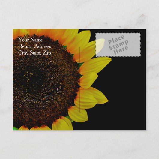 ひまわり写真カスタムウェディング日付を保存 案内ポストカード (裏面)