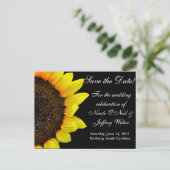 ひまわり写真カスタムウェディング日付を保存 案内ポストカード (スタンド正面)