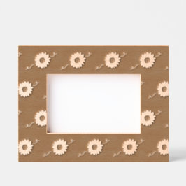 ひまわり写真フレーム(バーンドレッド&金ゴールド) レーザー彫刻フレーム