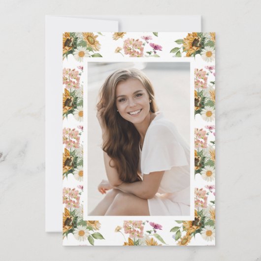 ひまわり写真卒業サンキューカード サンキューカード (裏面)