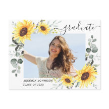 ひまわり写真卒業パーティー招待状 