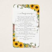 ひまわり写真葬儀記念祈りの言葉カード (裏面)