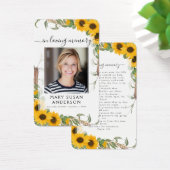 ひまわり写真葬儀記念祈りの言葉カード (デスク)