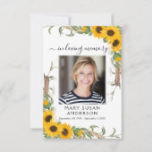 ひまわり写真葬儀記念祈りの言葉カード ノートカード (正面)