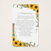 ひまわり写真葬儀記念詩カード (裏面)