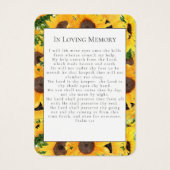 ひまわり写真葬式フローラ祈りの言葉カード (裏面)