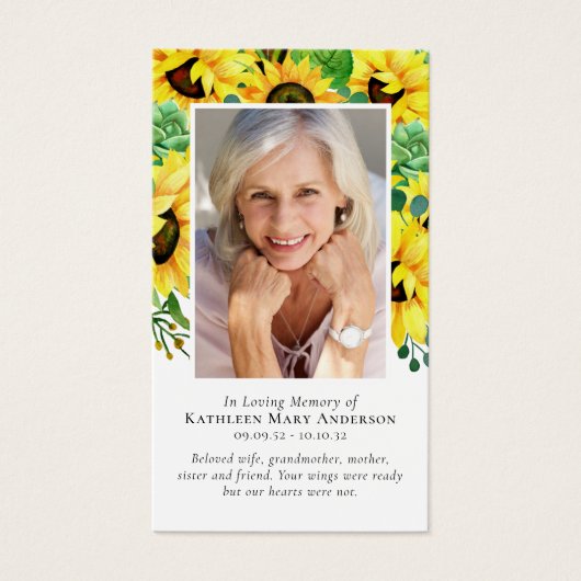 ひまわり写真記念祈りの言葉カード (正面)