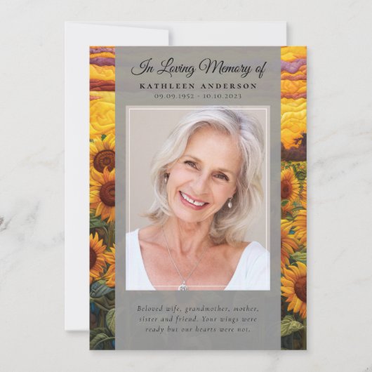 ひまわり写真追悼式プログラム 招待状 (正面)