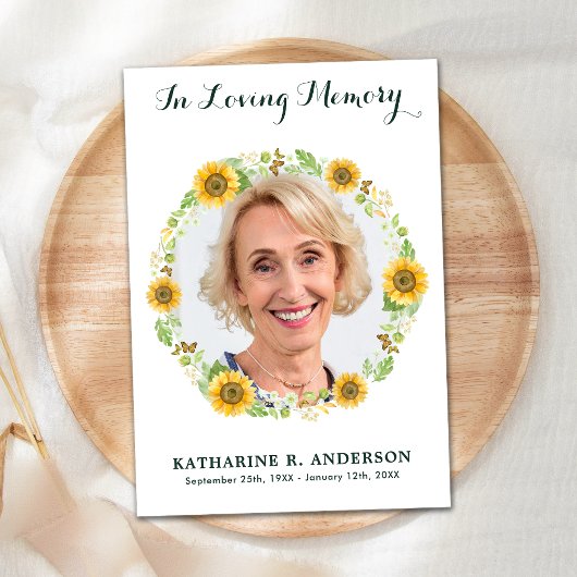 ひまわり写真追悼式悔やみや弔慰 サンキューカード