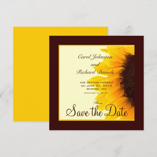 ひまわり写真 花柄 Save the Date カード (正面/裏面)