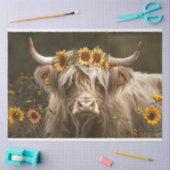 ひまわり切り離し分野のハイランド牛 薄葉紙 (クラフト)