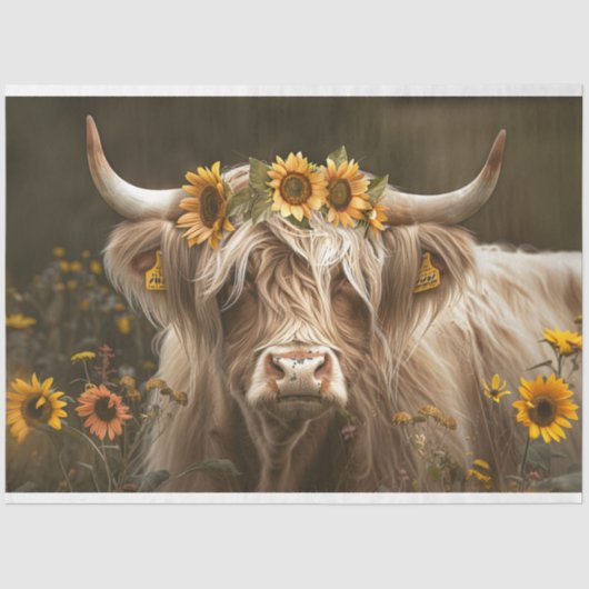 ひまわり切り離し分野のハイランド牛 薄葉紙 (正面)