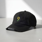 ひまわり刺繍帽子 | シンプル小フラワーデ 刺繍入りキャップ