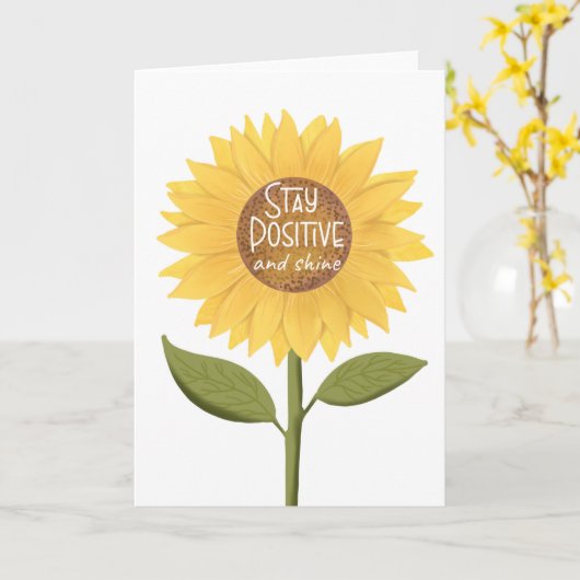 ひまわり前向きの精神的健康を維持し輝く カード (黄色い花)