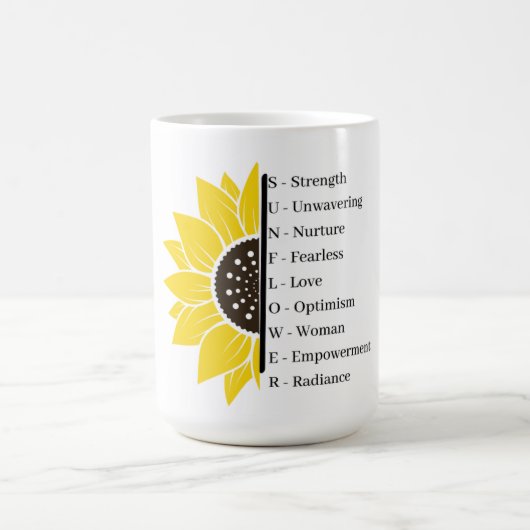 ひまわり勇気付けられる- Womのパワーワード コーヒーマグカップ (中央)