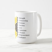 ひまわり勇気付けられる- Womのパワーワード コーヒーマグカップ (正面右)