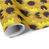 ひまわり包み紙パーソナライズされたギフト紙 ラッピングペーパー (ロールコーナー)