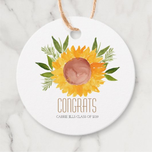 ひまわり卒業パーティーメッセージカード フェイバータグ (正面)