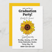 ひまわり卒業式に輝く準備ができたひまわり 招待状 (正面/裏面)