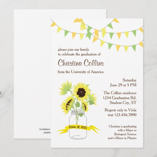 ひまわり卒業招待状 招待状 (正面/裏面)