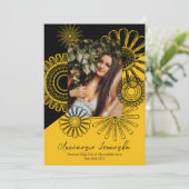 ひまわり卒業発表ブラック金ゴールド 招待状 (スタンド正面)