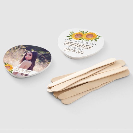 ひまわり卒業記念パーティーおめでとうファン ハンドファン (組立なし)