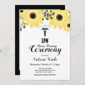 ひまわり卒業LPNナースピン留め式 招待状 (正面/裏面)