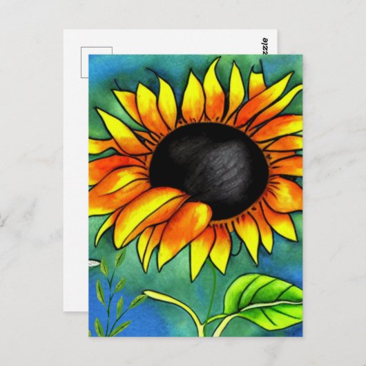 ひまわり印象派クレオモダンンはっきりした ポストカード (正面/裏面)