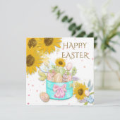 ひまわり卵のバスケットハッピーイースター白 シーズンカード (スタンド正面)