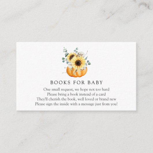 ひまわり及びカボチャの本ベビー挿入カード エンクロージャーカード (正面)