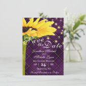 ひまわり及びストリングライト結婚オン紫 セーブザデート (スタンド正面)