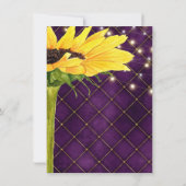 ひまわり及びストリングライト結婚オン紫 セーブザデート (裏面)