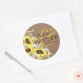 ひまわり及びバ結婚ラップのラベル ラウンドシール (封筒)