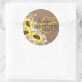 ひまわり及びバ結婚ラップのラベル ラウンドシール (バッグ)