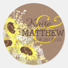 ひまわり及びバ結婚ラップのラベル ラウンドシール