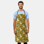 ひまわり及びビーシリーズデザイン九 エプロン (着用した状態)