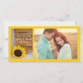 ひまわり及びベールの国の結婚式の日付保存 セーブザデート (正面)