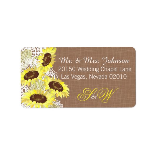 ひまわり及びレース素朴のラ結婚ベル ラベル (正面)