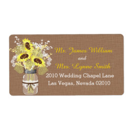 ひまわり及びレース結婚のラベル ラベル