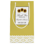 ひまわり及びヴィンテージレ結婚ース スモールペーパーバッグ (正面)