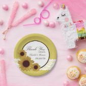 ひまわり及びヴィンテージレ結婚ース ペーパープレート (パーティー)