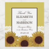 ひまわり及びヴィンテージレ結婚ース ワインラベル (シングルラベル)