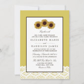 ひまわり及びヴィンテージレ結婚ース 招待状 (正面)