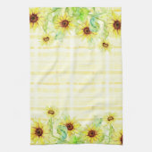 ひまわり及び格子柄 キッチンタオル (縦)
