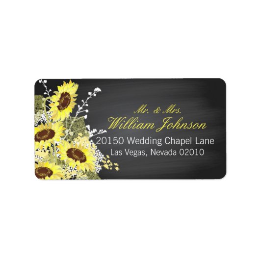 ひまわり及び結婚黒板ラベル ラベル (正面)