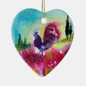 ひまわり及び黒鶏ハート セラミックオーナメント (右)