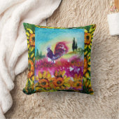 ひまわり及び黒鶏 クッション (ブランケット)