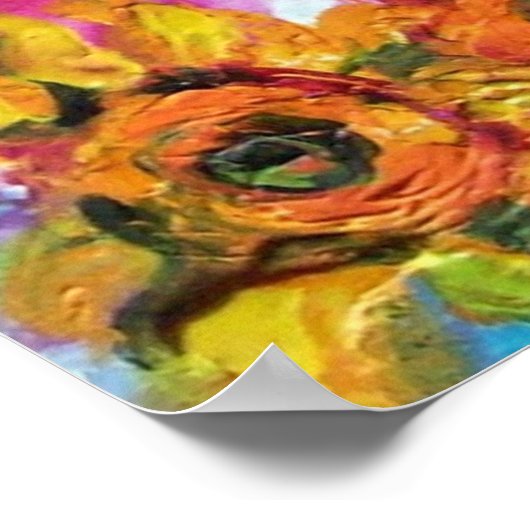 ひまわり及び黒鶏 ポスター (角)