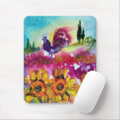ひまわり及び黒鶏 マウスパッド (マウス)