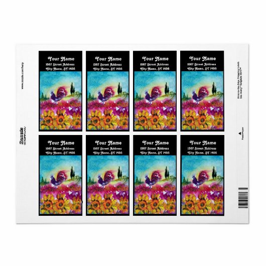 ひまわり及び黒鶏 ラベル (フルシート)